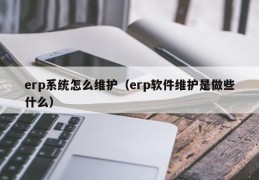 erp系统怎么维护(erp软件维护是做些什么)